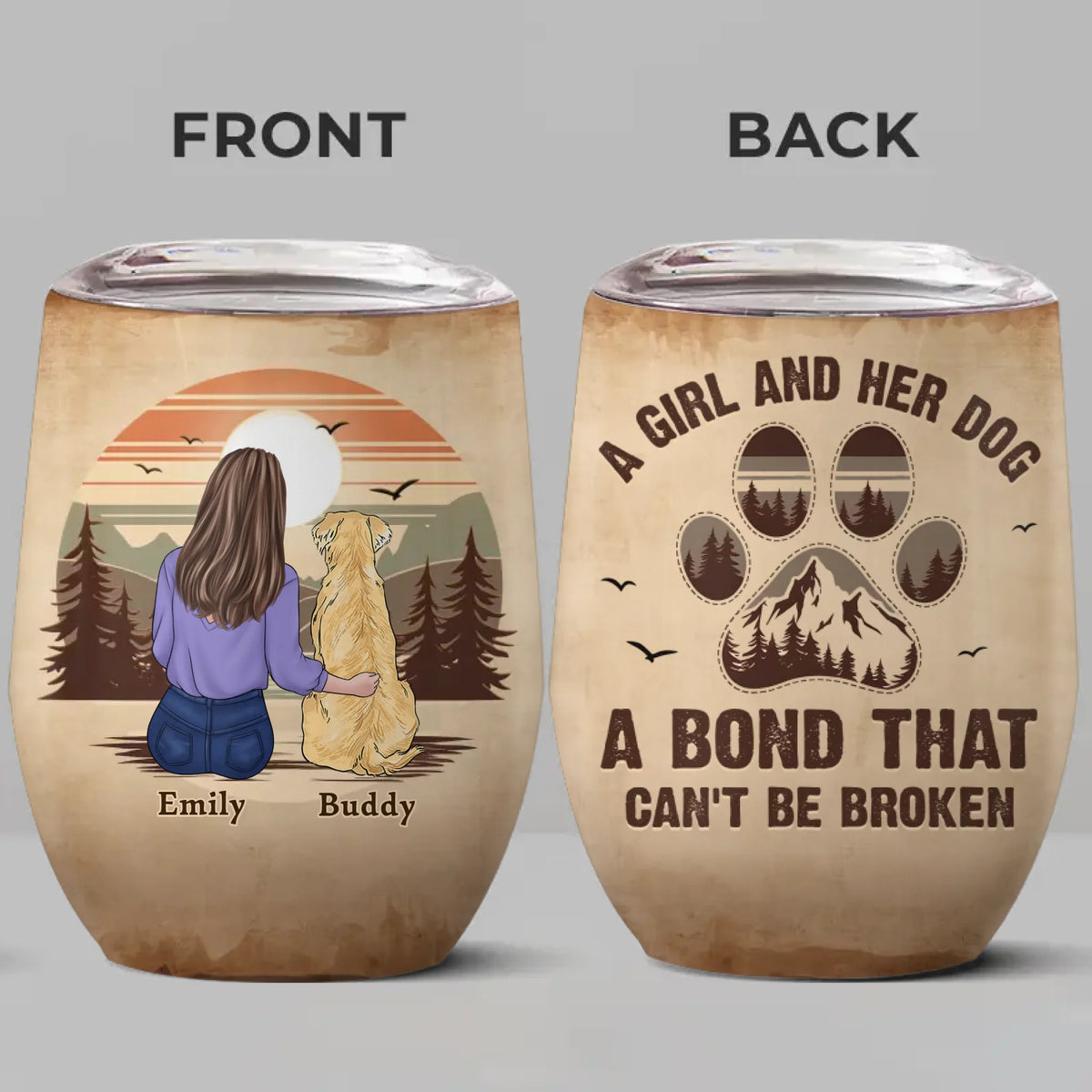 Unconditional Love Has Paws - Dog Personalized Custom Wine Tumbler - Gift For Pet Owners, Pet Lovers