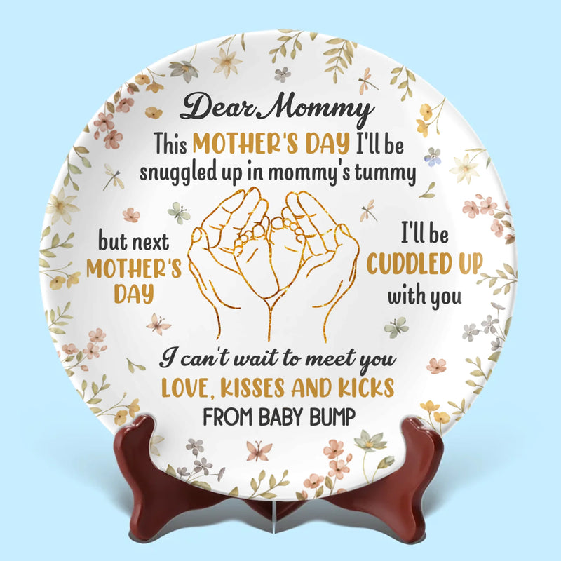 Mommy, I Can’t Wait To Meet You - Family Personalized Custom Ceramic Plate - Mother's Day, Baby Shower Gift, Gift For First Mom