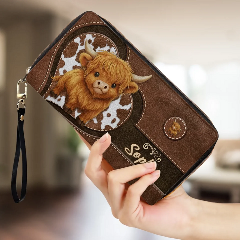 Sweet As A Calf, Strong As A Mom - Family Personalized Custom Leather Long Wallet - Mother's Day, Gift For Mom, Grandma