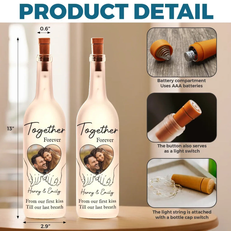 Custom Photo Loving You Endlessly - Couple Personalized Custom Bottle Lamp - Gift For Husband Wife, Anniversary
