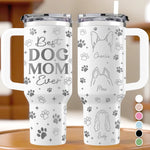 Custom Name Dog Mom Gifts for Women - Personalized Engraved 40oz Tumbler With Handle