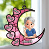 Love You To the Moon & Back - Family Personalized Window Hanging Suncatcher Ornament - Mother's Day, Gift For Mom, Grandma