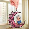 Love You To the Moon & Back - Family Personalized Window Hanging Suncatcher Ornament - Mother's Day, Gift For Mom, Grandma