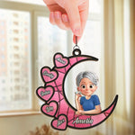 Love You To the Moon & Back - Family Personalized Window Hanging Suncatcher Ornament - Mother's Day, Gift For Mom, Grandma