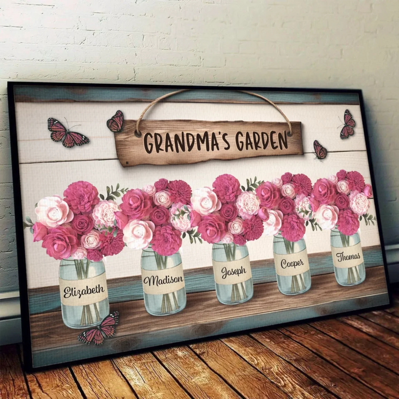 The Garden Of Her Heart - Family Personalized Custom Horizontal Poster - Mother's Day, Gift For Mom, Grandma