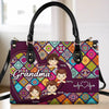 Love, Laughter, And Grandma - Family Personalized Custom Leather Handbag - Mother's Day, Gift For Mom, Grandma