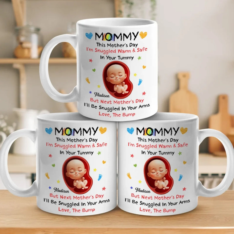 Sending Cuddles From The Inside - Family Personalized Custom Mug - Mother's Day, Baby Shower Gift, Gift For First Mom