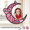 Love You To the Moon & Back - Family Personalized Window Hanging Suncatcher Ornament - Mother's Day, Gift For Mom, Grandma