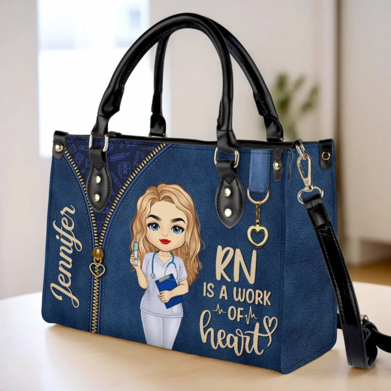 Nurses Are The Heartbeat Of Healthcare - Nurse Personalized Custom Leather Handbag - Appreciation, Thank You Gift, Nurse Life, Doctor Life
