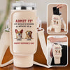 My Love Comes With Fur And A Tail Wag - Dog Personalized Custom Neoprene Water Bottle Carrier With Pocket - Mother's Day, Gift For Pet Owners, Pet Lovers
