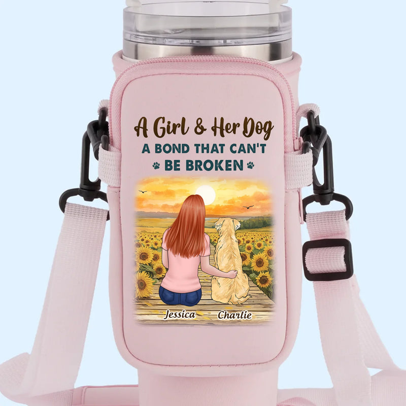 The Best Part Of Me Is My Dog - Dog Personalized Custom Neoprene Water Bottle Carrier With Pocket - Gift For Pet Owners, Pet Lovers