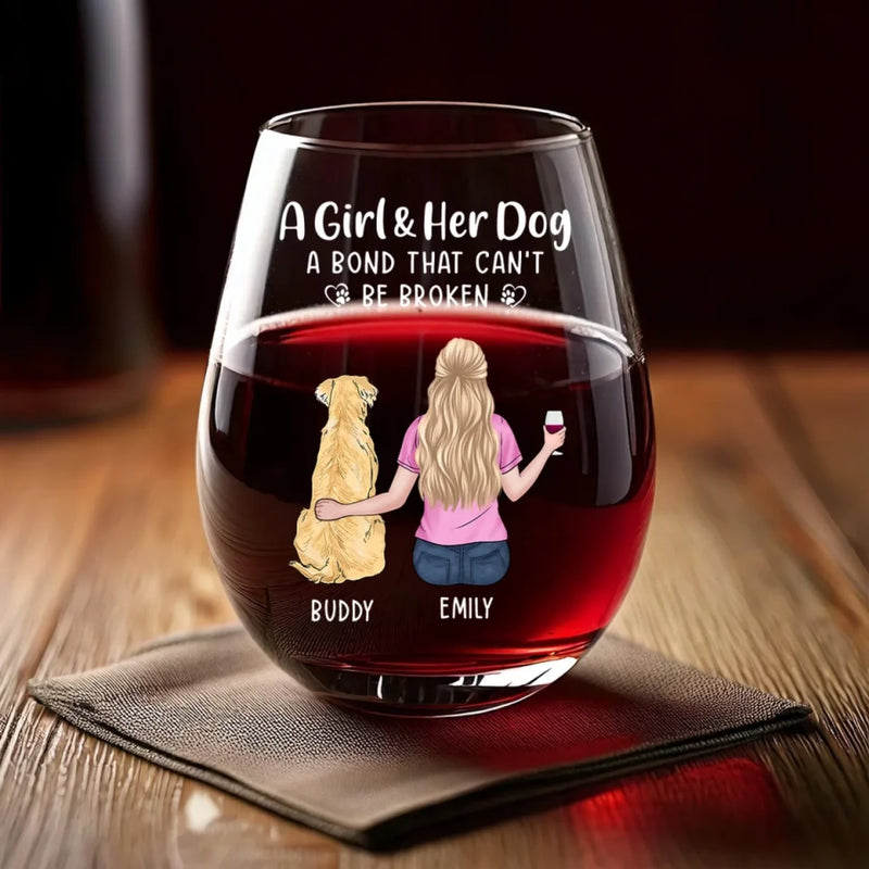 My Dog, My Therapist - Dog Personalized Custom Wine Glass - Mother's Day, Gift For Pet Owners, Pet Lovers