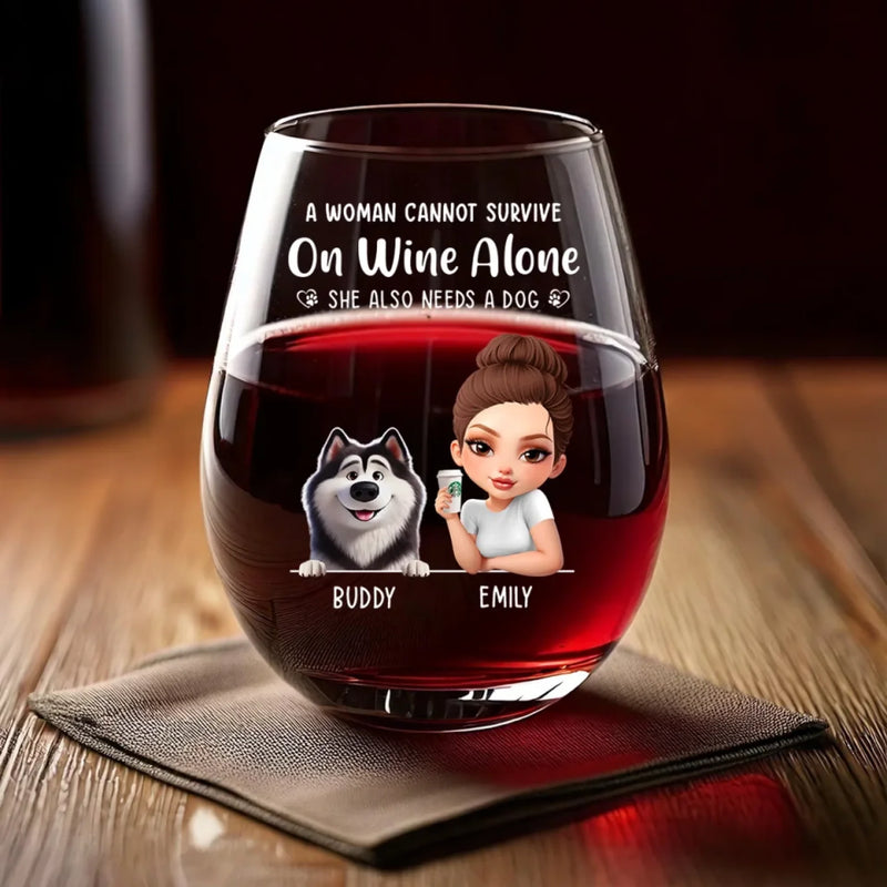 Wine In My Glass, Dog By My Side - Dog Personalized Custom Wine Glass - Mother's Day, Gift For Pet Owners, Pet Lovers