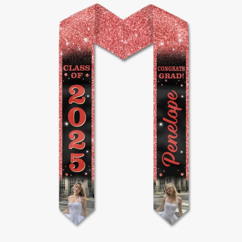 Custom Photo The Future Looks Good On You - Family Personalized Custom Triangle Graduation Stole - Graduation Gift For Family Members, Siblings, Brothers, Sisters