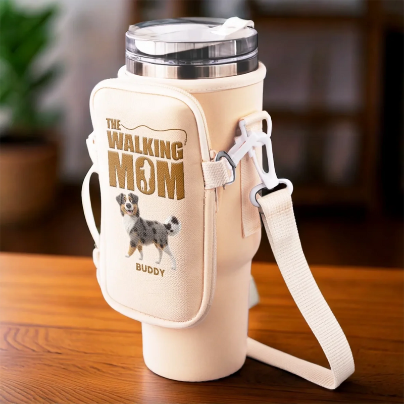 My Dog, My Walking Partner, My Joy - Dog Personalized Custom Neoprene Water Bottle Carrier With Pocket - Gift For Pet Owners, Pet Lovers
