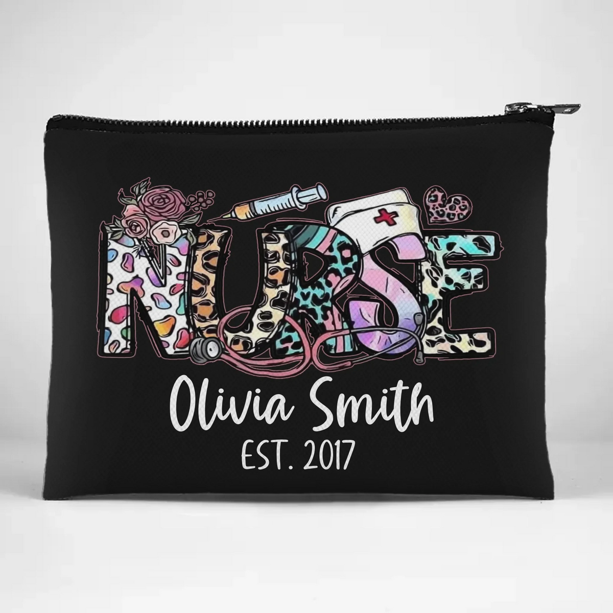 Healing Hands, Caring Hearts - Nurse Personalized Custom Cosmetic Bag - Appreciation, Thank You Gift, Nurse Life, Doctor Life