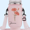 Grow Strong, Flourish Like A Flower - Family Personalized Custom Neoprene Water Bottle Carrier With Pocket - Gift For Yourself, Best Friends, Siblings, Family Members