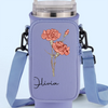 Grow Strong, Flourish Like A Flower - Family Personalized Custom Neoprene Water Bottle Carrier With Pocket - Gift For Yourself, Best Friends, Siblings, Family Members