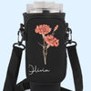 Grow Strong, Flourish Like A Flower - Family Personalized Custom Neoprene Water Bottle Carrier With Pocket - Gift For Yourself, Best Friends, Siblings, Family Members