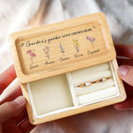 Grandma's Favorite Garden - Family Personalized Custom Wooden Jewelry Box - Mother's Day, Gift For Grandma, Mom