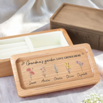 Grandma's Favorite Garden - Family Personalized Custom Wooden Jewelry Box - Mother's Day, Gift For Grandma, Mom