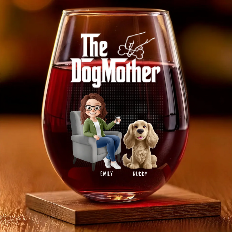 Every Tail Wags For The Dogmother - Dog Personalized Custom Wine Glass - Mother's Day, Gift For Pet Owners, Pet Lovers