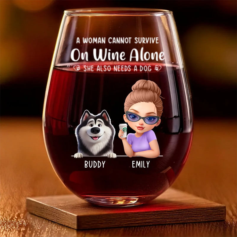 Wine In My Glass, Dog By My Side - Dog Personalized Custom Wine Glass - Mother's Day, Gift For Pet Owners, Pet Lovers