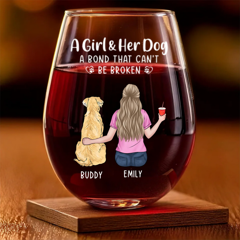 My Dog, My Therapist - Dog Personalized Custom Wine Glass - Mother's Day, Gift For Pet Owners, Pet Lovers