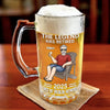 The Legend Has Retired Not My Problem Anymore - Family Personalized Custom Glass Beer Mug - Father's Day, Gift For Dad, Grandpa