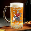 The Legend Has Retired Not My Problem Anymore - Family Personalized Custom Glass Beer Mug - Father's Day, Gift For Dad, Grandpa