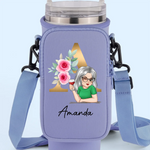 Winking Through Life Like A Pro - Family Personalized Custom Neoprene Water Bottle Carrier With Pocket - Gift For Yourself, Best Friends, Siblings, Family Members