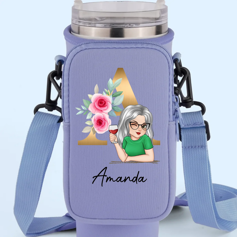 Winking Through Life Like A Pro - Family Personalized Custom Neoprene Water Bottle Carrier With Pocket - Gift For Yourself, Best Friends, Siblings, Family Members