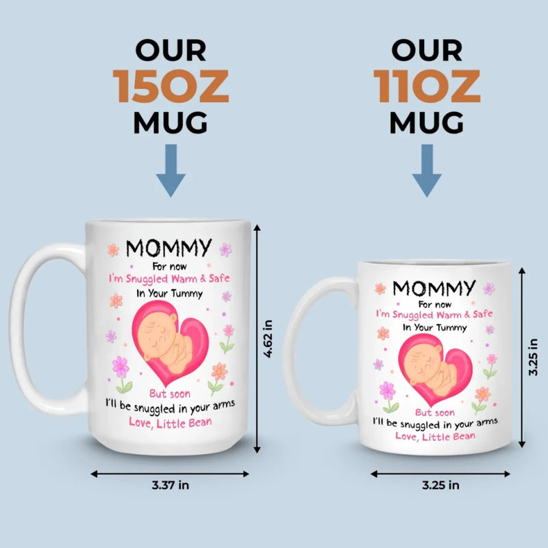 Warming Your Belly, Soon To Warm Your World - Family Personalized Custom Mug - Mother's Day, Baby Shower Gift, Gift For First Mom, Newborn Baby
