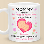 Warming Your Belly, Soon To Warm Your World - Family Personalized Custom Mug - Mother's Day, Baby Shower Gift, Gift For New Moms, Baby