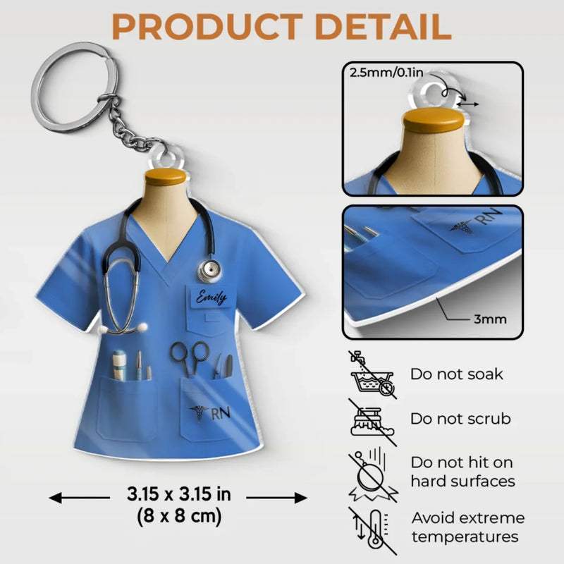 Pocket Full Of Tools, Heart Full Of Care - Nurse Personalized Custom Shaped Acrylic Keychain - Appreciation, Thank You Gift, Nurse Life, Doctor Life