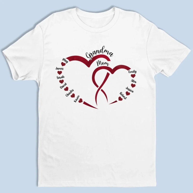 Love Begins With Her, And Grows With Us - Family Personalized Custom Unisex T-shirt, Premium T-shirt, Hoodie - Mother's Day, Gift For Mom, Grandma