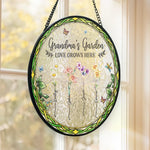 Petals Whisper Her Kindness - Family Personalized Custom Stained Glass Window Hanging Suncatcher - Mother's Day, Gift For Grandma, Mom