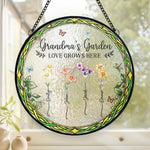 Petals Whisper Her Kindness - Family Personalized Custom Stained Glass Window Hanging Suncatcher - Mother's Day, Gift For Grandma, Mom