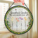 Petals Whisper Her Kindness - Family Personalized Custom Stained Glass Window Hanging Suncatcher - Mother's Day, Gift For Grandma, Mom