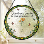 Petals Whisper Her Kindness - Family Personalized Custom Stained Glass Window Hanging Suncatcher - Mother's Day, Gift For Grandma, Mom