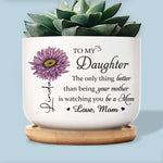 Love Grows Here - Family Personalized Custom Home Decor Ceramic Plant Pot - Mother's Day, House Warming Gift For Mom, Daughter