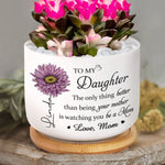 Love Grows Here - Family Personalized Custom Home Decor Ceramic Plant Pot - Mother's Day, House Warming Gift For Mom, Daughter