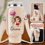Let Your Soul Blossom - Family Personalized Custom Neoprene Water Bottle Carrier With Pocket - Gift For Yourself, Best Friends, Siblings, Family Members