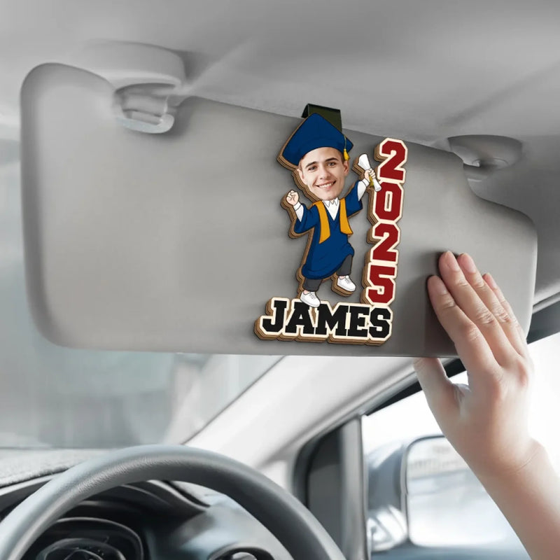 Custom Photo From Student To Star - Family Personalized Custom Car Visor Clip - Graduation Gift For Family Members, Siblings, Brothers, Sisters