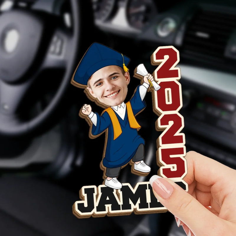 Custom Photo From Student To Star - Family Personalized Custom Car Visor Clip - Graduation Gift For Family Members, Siblings, Brothers, Sisters