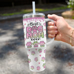 Heart Full Of Love, Hands Full Of Paws - Dog Personalized Custom 3D Inflated Effect Printed 40 Oz Stainless Steel Tumbler With Handle - Gift For Mom, Dog Lovers