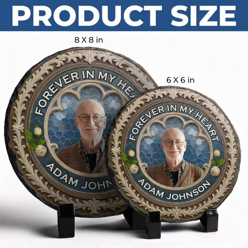 Custom Photo Your Love Still Guides Me - Memorial Personalized Custom Round Shaped Stone With Stand - Sympathy Gift For Family Members