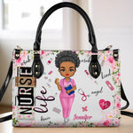 Sweet As Roses, Strong As Steel - Nurse Personalized Custom Leather Handbag - Appreciation, Thank You Gift, Nurse Life, Doctor Life