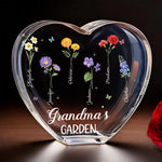 Rooted In Love, Blossomed In Her Heart - Family Personalized Custom 3D Crystal Heart Shaped - Mother's Day, Gift For Grandma, Mom