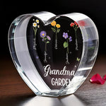Rooted In Love, Blossomed In Her Heart - Family Personalized Custom 3D Crystal Heart Shaped - Mother's Day, Gift For Grandma, Mom